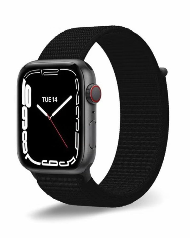 Watch Nylon Loop Band Compatible with Apple Watch 38mm 40mm 41mm, Soft Woven Sport Strap, Adjustable Replacement Wristband for Apple Watch Series 1-9/SE - Black - Image 1
