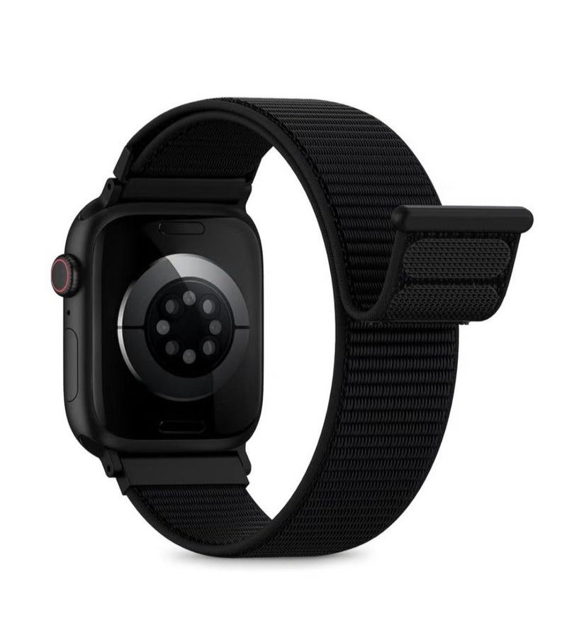 Watch Nylon Loop Band Compatible with Apple Watch 38mm 40mm 41mm, Soft Woven Sport Strap, Adjustable Replacement Wristband for Apple Watch Series 1-9/SE - Black - Image 3
