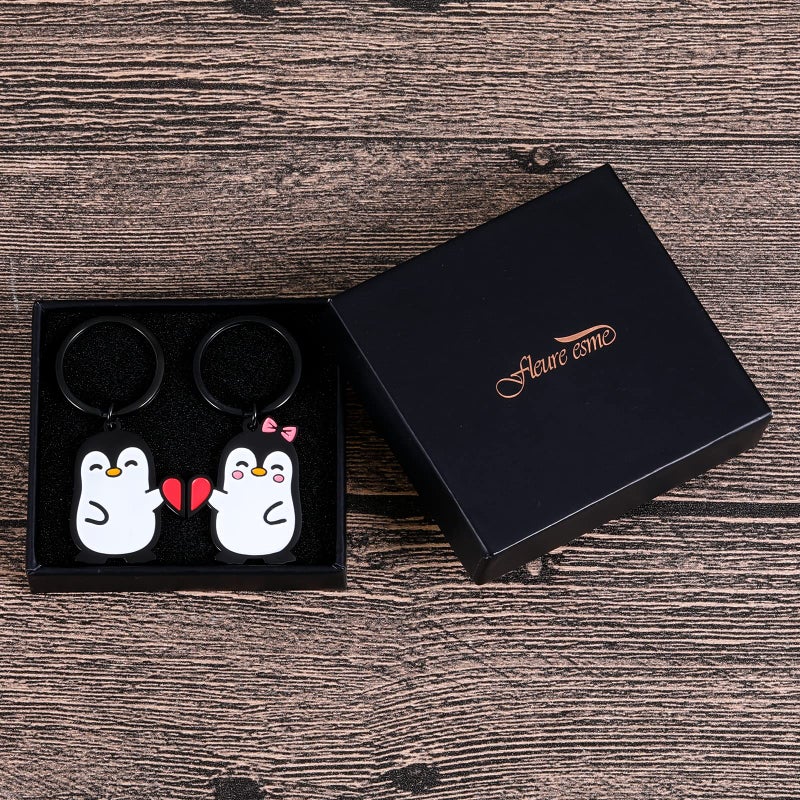 Fleure Esme Penguin Couple Valentines Day Gift for Him Her Boyfriend Girlfriend Matching Lovers Cute Keychain for Husband Wife One Year Anniversary Birthday Wedding Best Friend - Image 4