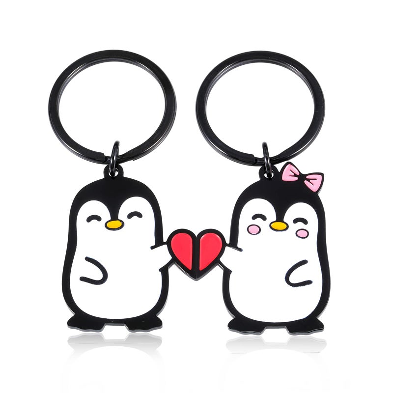 Fleure Esme Penguin Couple Valentines Day Gift for Him Her Boyfriend Girlfriend Matching Lovers Cute Keychain for Husband Wife One Year Anniversary Birthday Wedding Best Friend - Image 1