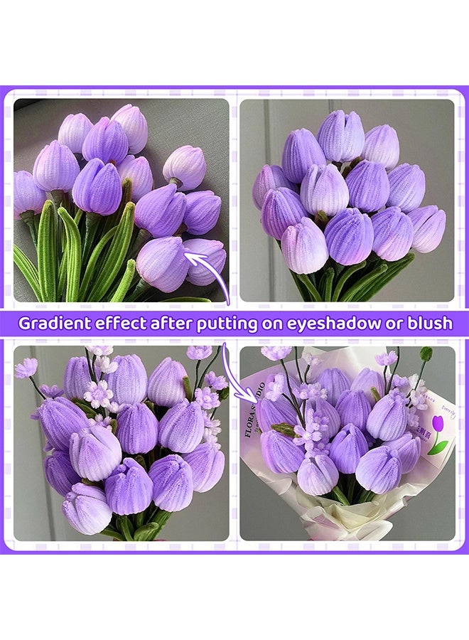 Lemon Rose Pipe Cleaners for Craft, Tulip Pipe Cleaners for Craft, 30cm Green and Purple Pipe Cleaners, Fuzzy Sticks Craft Supplies, Chenille Stems with Flower Pole, Flower Core & Gardening Tape, Arts & Crafts for DIY(8 Flowers) - Image 3