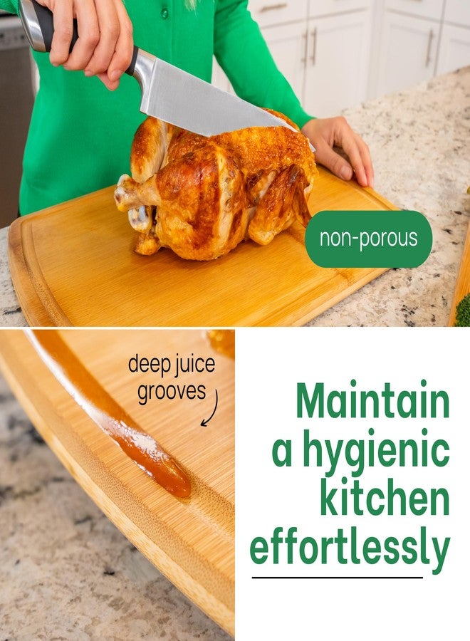 Greener Chef Bamboo Cutting Boards for Kitchen with Glue-Free Surface and Lifetime Replacements - Organic Wooden Chopping Board with Juice Grooves for Carving & Serving, Non Toxic & Durable by Greener Chef - Image 4