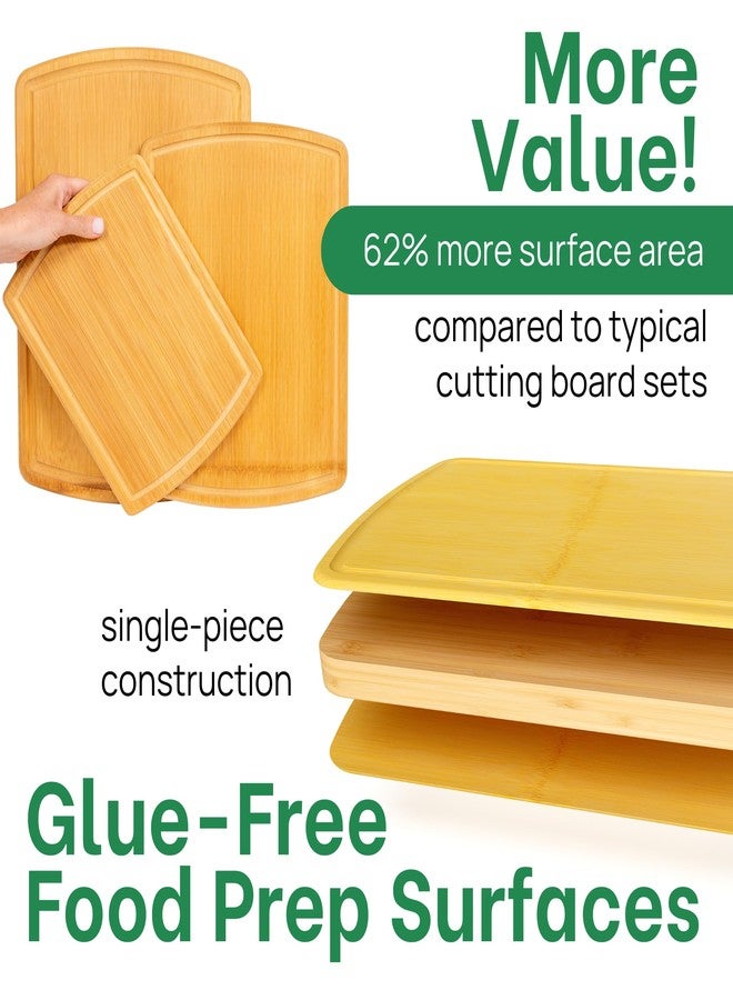 Greener Chef Bamboo Cutting Boards for Kitchen with Glue-Free Surface and Lifetime Replacements - Organic Wooden Chopping Board with Juice Grooves for Carving & Serving, Non Toxic & Durable by Greener Chef - Image 2