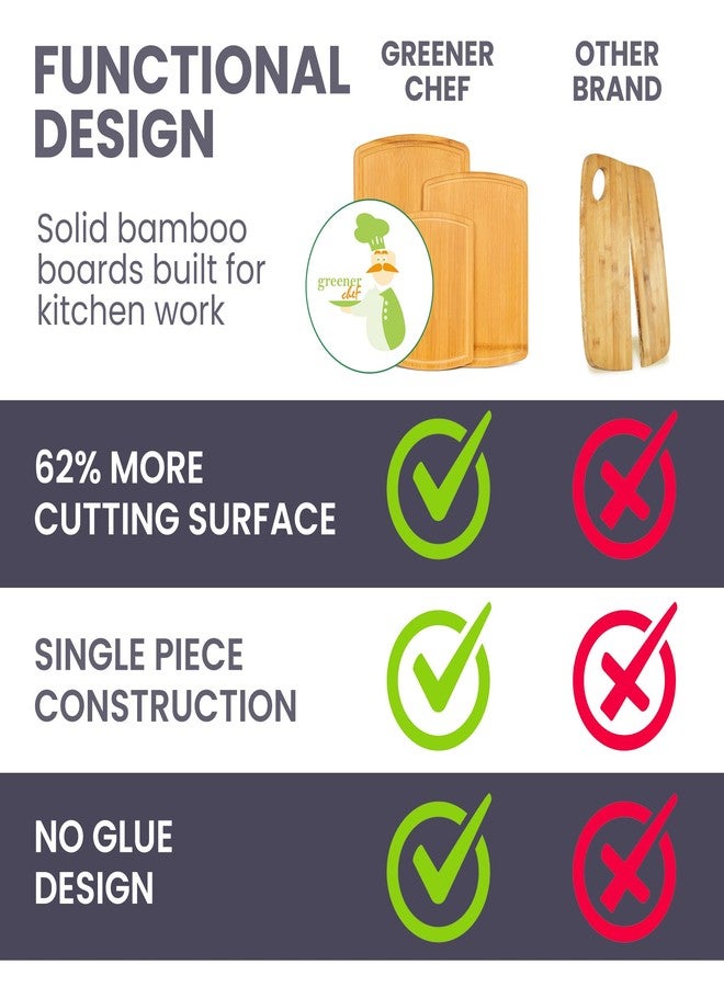 Greener Chef Bamboo Cutting Boards for Kitchen with Glue-Free Surface and Lifetime Replacements - Organic Wooden Chopping Board with Juice Grooves for Carving & Serving, Non Toxic & Durable by Greener Chef - Image 5