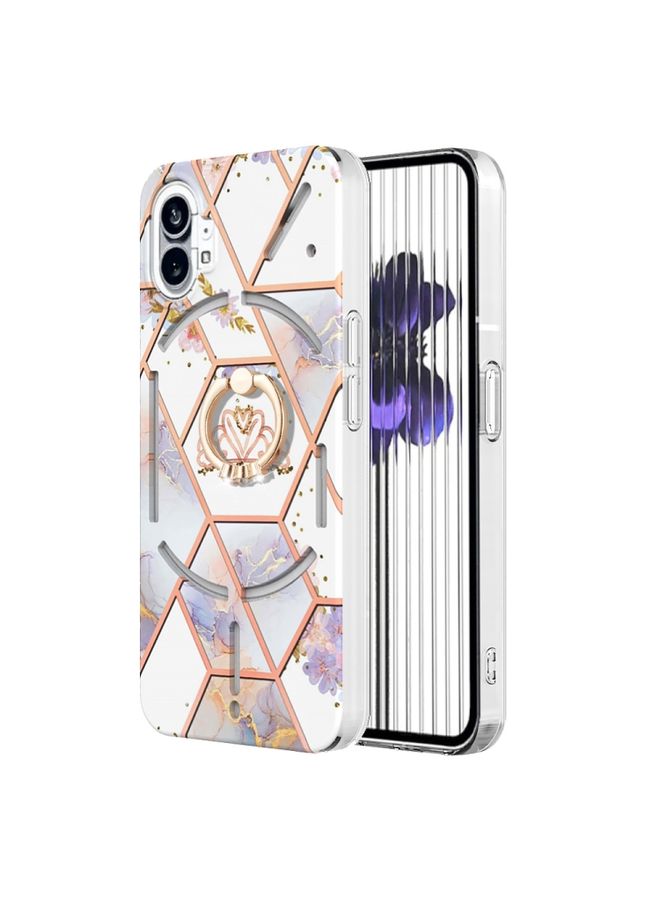 Case Cover For Nothing Phone 1 Electroplating Splicing Marble Flower Pattern TPU Shockproof Case Imperial Crown