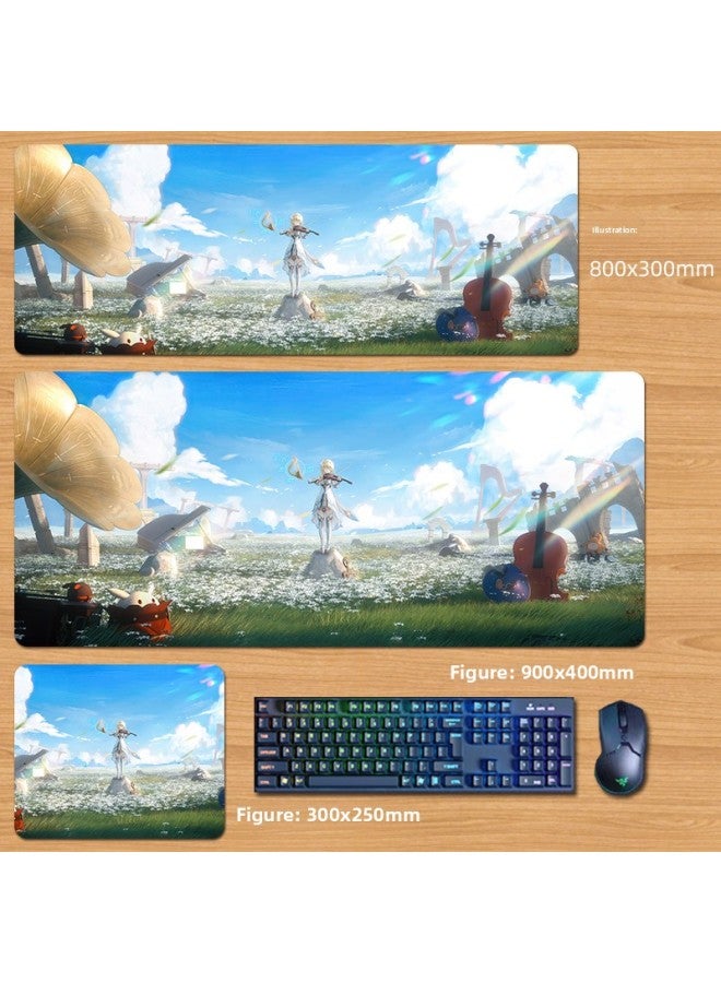 Unlocked Genshin Impact Mouse Pad Extra Large Animation Kamisato Ayaka Thunder General Two-Dimensional Keyboard Computer Game-Color:70x35cm Thickness 3mm-Pattern:Orange Ys64  - Image 1