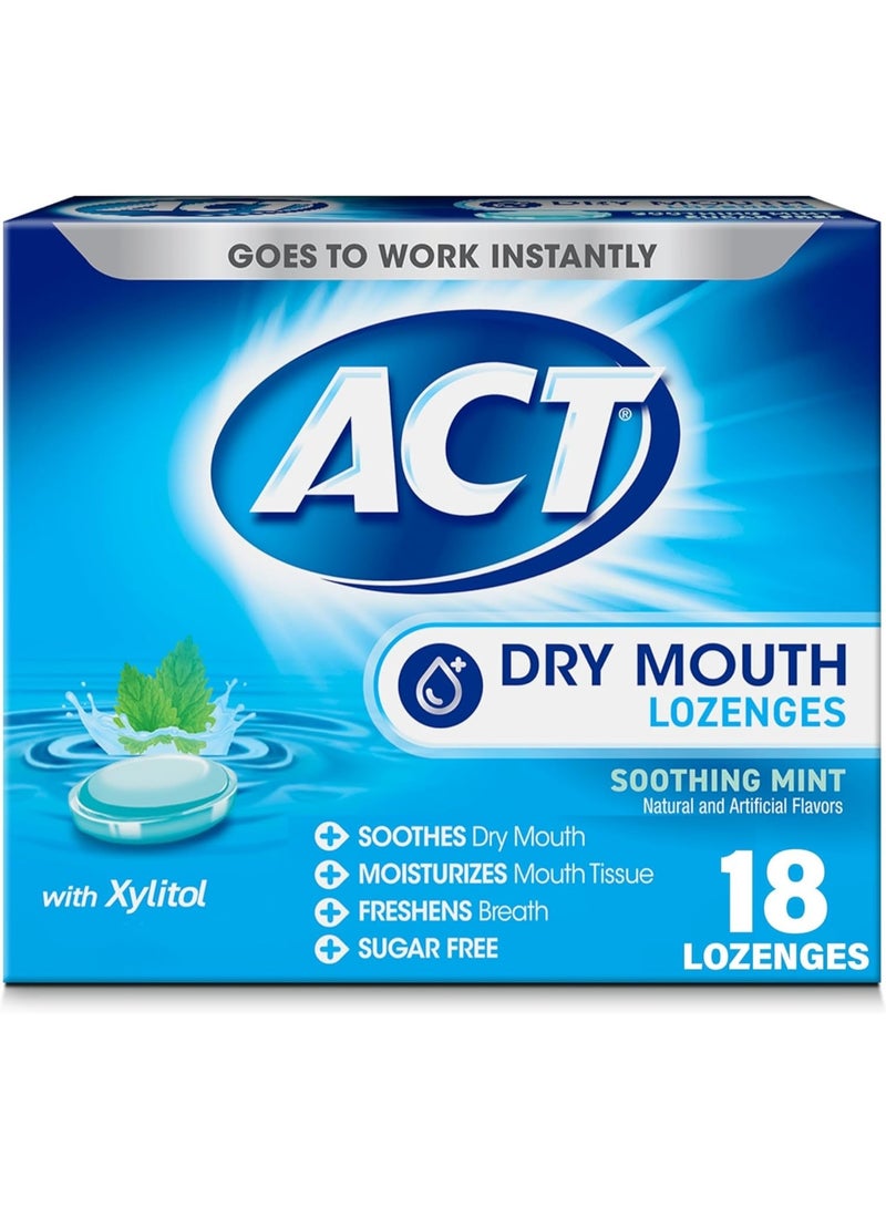 ACT Dry Mouth Lozenges With Xylitol Soothing Mint 18 Lozenges - Image 1