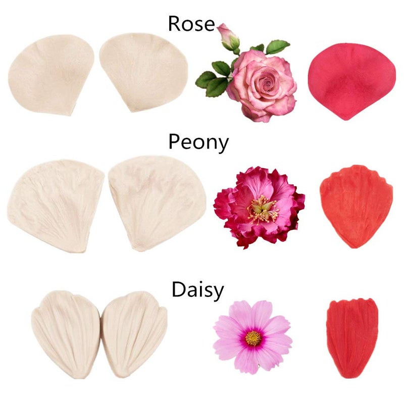 Colorkitchenware 12set Gumpaste Flower Silicone Veining Mold-Fondant Flower Veining Mold Gum Paste Flower Tools Sugar Paste Flower Cake Decorating Tool for Peony Rose Lily Daisy Hydrangea Wedding Flowers - Image 4