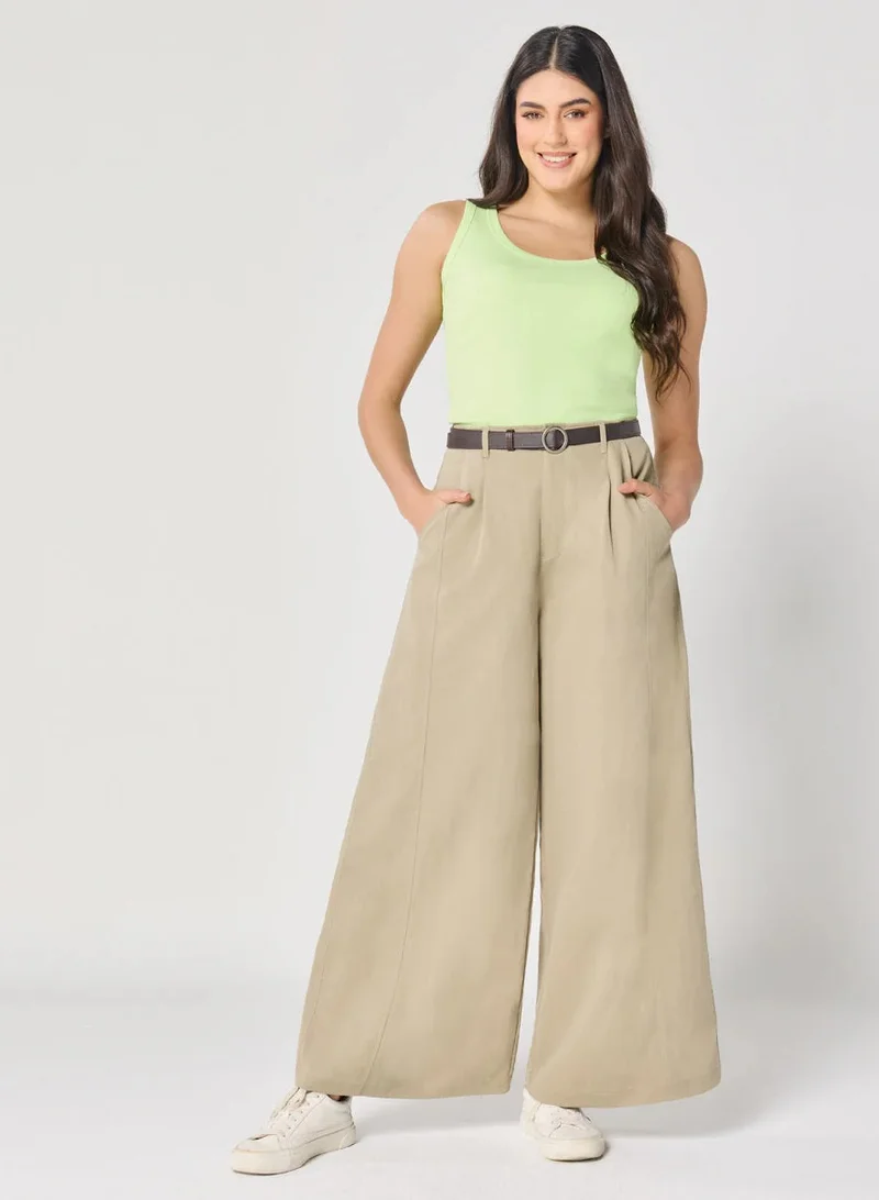 Zigzag Green Rib Cami Top