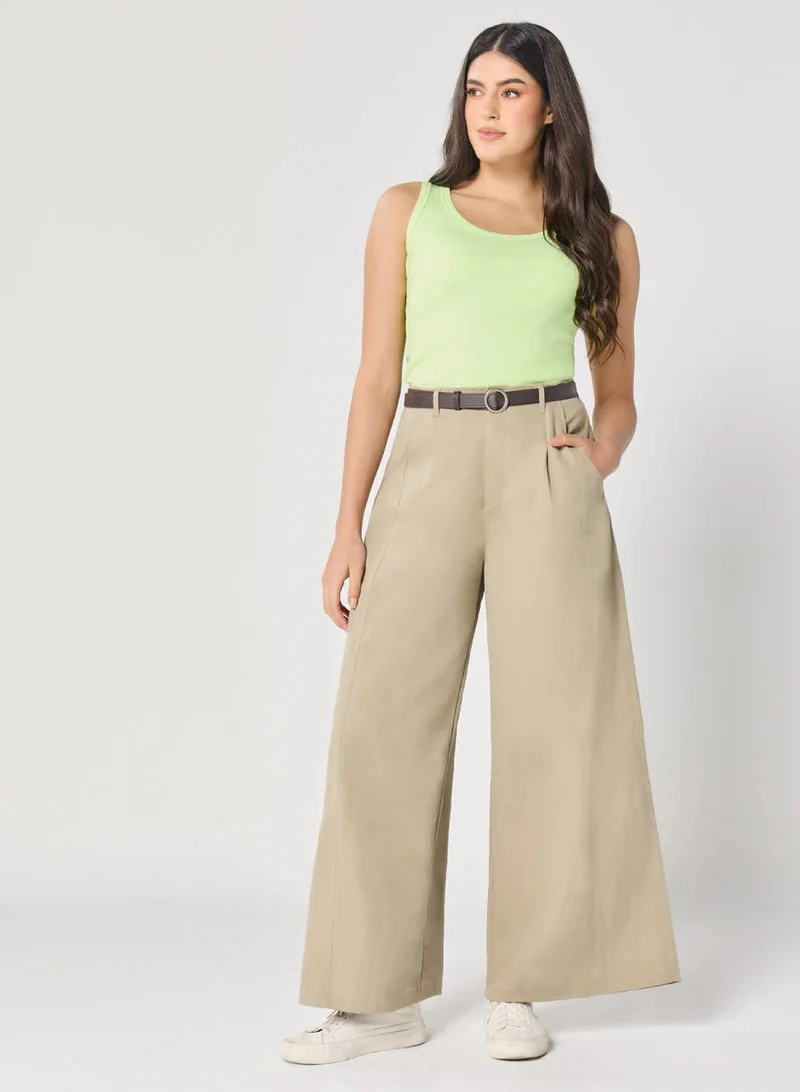 Zigzag Green Rib Cami Top