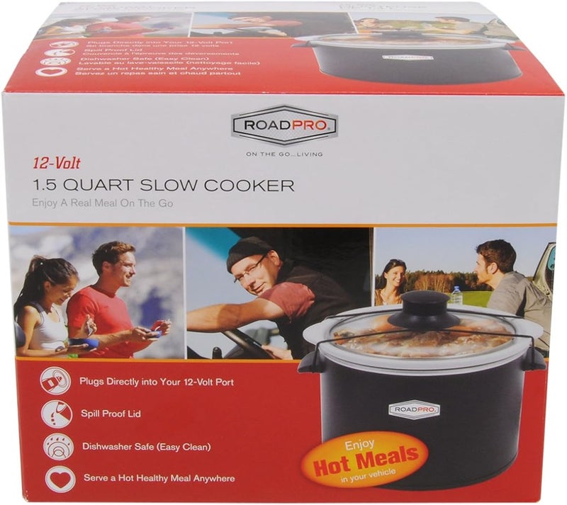 RoadPro-RPSL-350 Quart Slow Cooker, Auto Travel, 12V, White, 1.5 Quart - Image 4