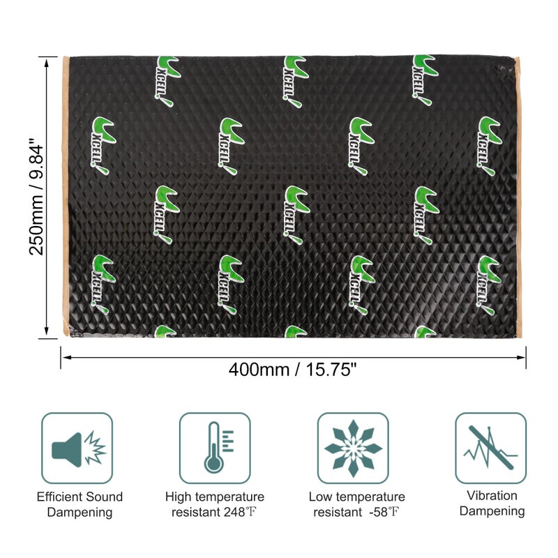 uxcell uxcell 17pcs 80mil 18sqft Car Sound Deadener Heat Insulation Mat Pad Damping Self Adhesive Deadening Material Door Roof Floor Sound Barrier Black - Image 2