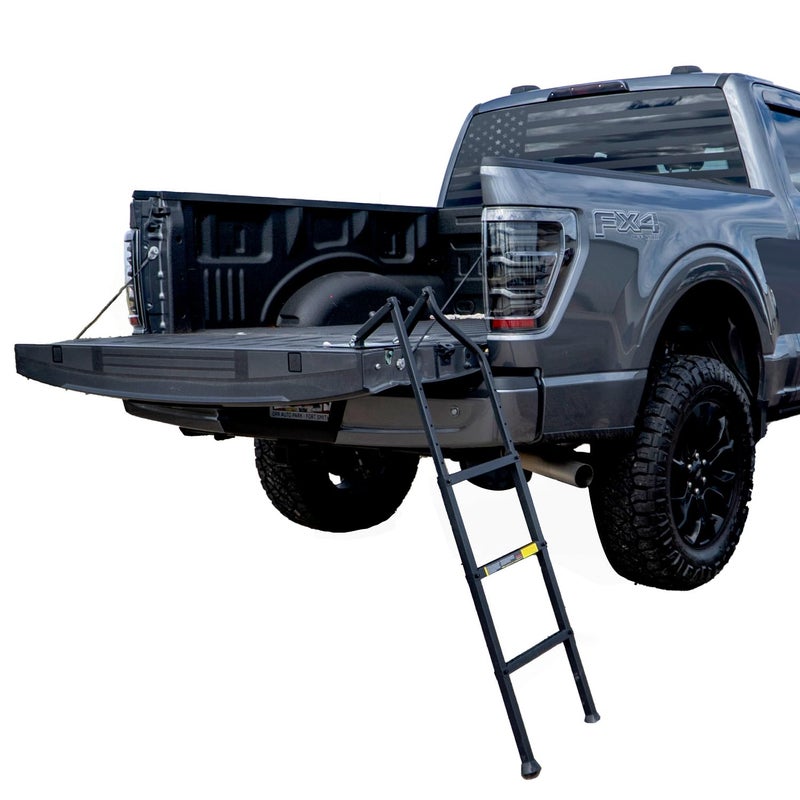 TRAXION New Tailgate Ladder XL for All Trucks Including Lifted Trucks up to 50 Tailgate with articulating Patent Pending Frame for Uneven Ground