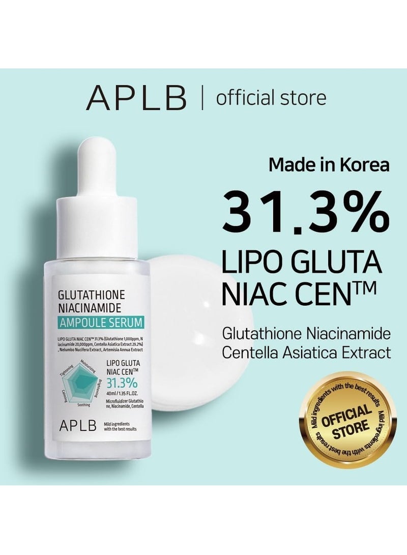 APLB Glutathione Niacinamide Ampoule Serum | LIPO GLUTA NIAC CEN™ 31.3% 1.35 FL.OZ/Korean Skincare, Long lasting moisturizing, Improve skin elasticity, Revitalize for gentle and improve skin texture - Image 2