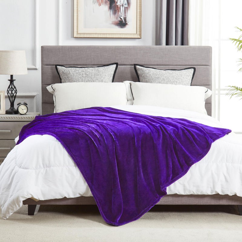 Dreamnine Soft Plush Fleece Throw بطانية 50 "× 60" "Slid Shag Minky خفيفة الوزن غامض من الفانيلا لغرفة النوم بطانية مخملية دافئة قابلة للغسل - Image 4