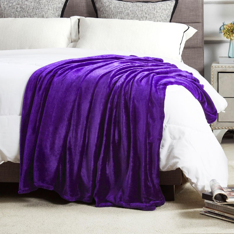 Dreamnine Soft Plush Fleece Throw بطانية 50 "× 60" "Slid Shag Minky خفيفة الوزن غامض من الفانيلا لغرفة النوم بطانية مخملية دافئة قابلة للغسل - Image 3