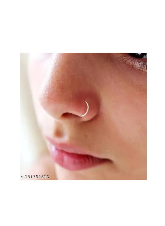 مجموعة حلقات الأنف الدائرية ذات التصميم البسيط لثقب الأنف والأذن الرفيع الصغير للنساء والفتيات (4 قطع) RNPS8 - Image 1