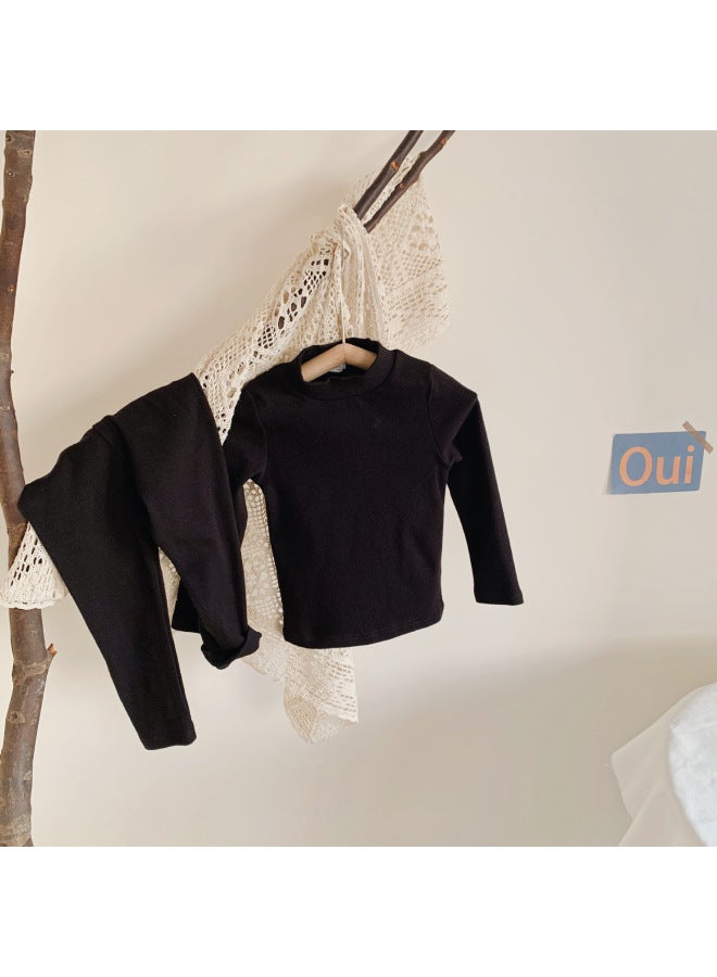 Category A Kidsren's Mid-collar White Autumn Clothes And Long Pants Autumn And Winter Girls' Clothing Kindergarten Performance Base Set Pajamas