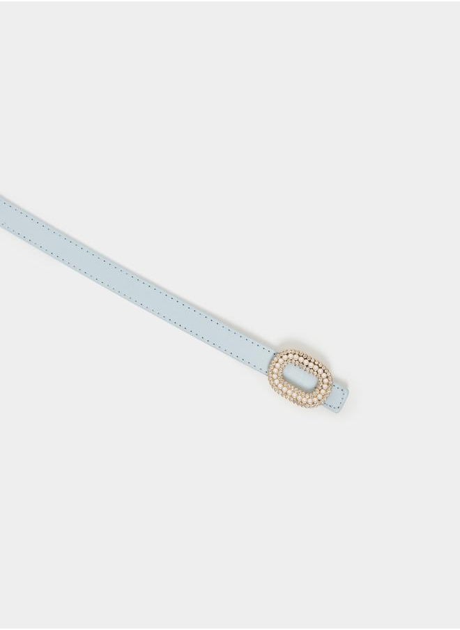 Styli Women Blue Embellished Buckle Belt  - Image 4