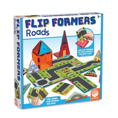 MindWare Flip Formers Roads Transform Your Existing Magnetic Building Tiles with These Foil Tile Toppers - Image 1