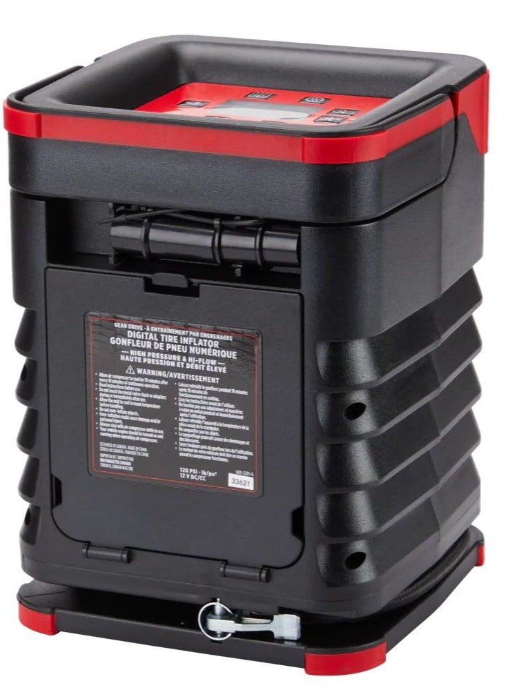 موتوماستر منفاخ إطارات رقمي عالي التدفق من موتو ماستر 12 فولت | 120 رطل لكل بوصة مربعة | مناسب للسيارات وسيارات الدفع الرباعي والشاحنات الصغيرة والدراجات النارية وإطارات الدراجات والمعدات الرياضية والمراتب الهو - Image 2