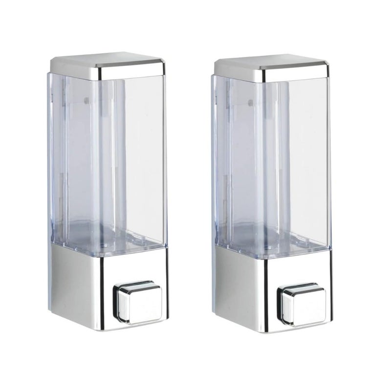 COSVIT Transparent ABS Plastic Wall Mounted Soap Dispenser 400ml (Pack of 2) - Image 1