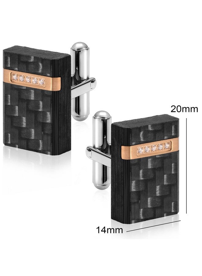 هاوسن أزرار أكمام للرجال، أزرار أكمام مصنوعة يدويًا من ألياف الكربون لحفلات الزفاف والأعمال والارتداء اليومي - Image 5