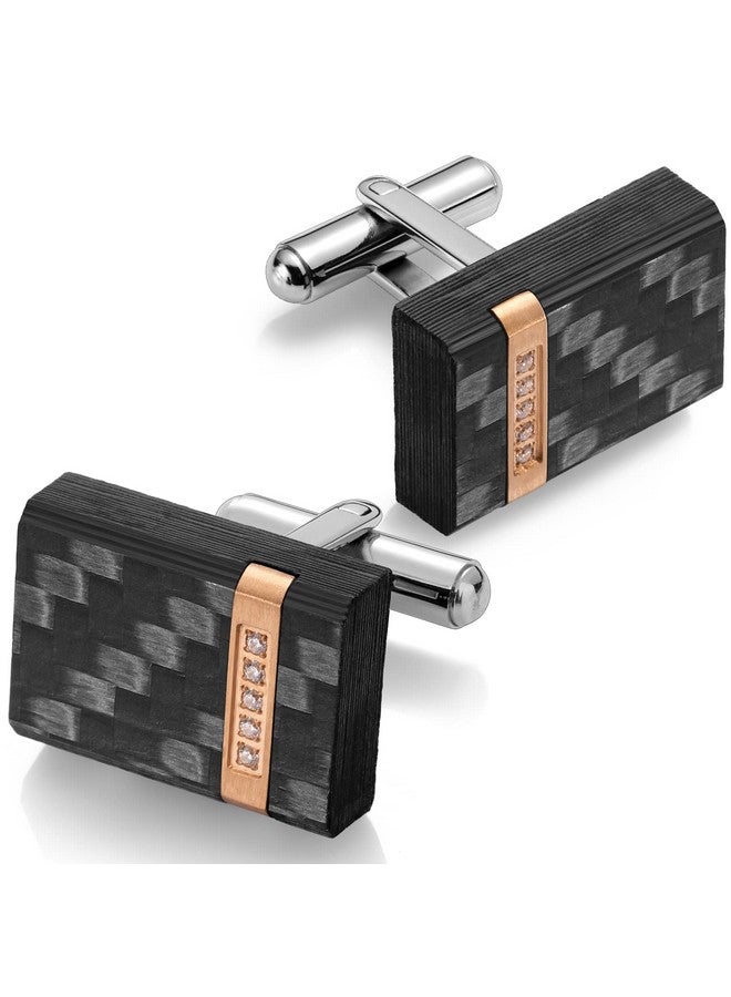 هاوسن أزرار أكمام للرجال، أزرار أكمام مصنوعة يدويًا من ألياف الكربون لحفلات الزفاف والأعمال والارتداء اليومي - Image 1