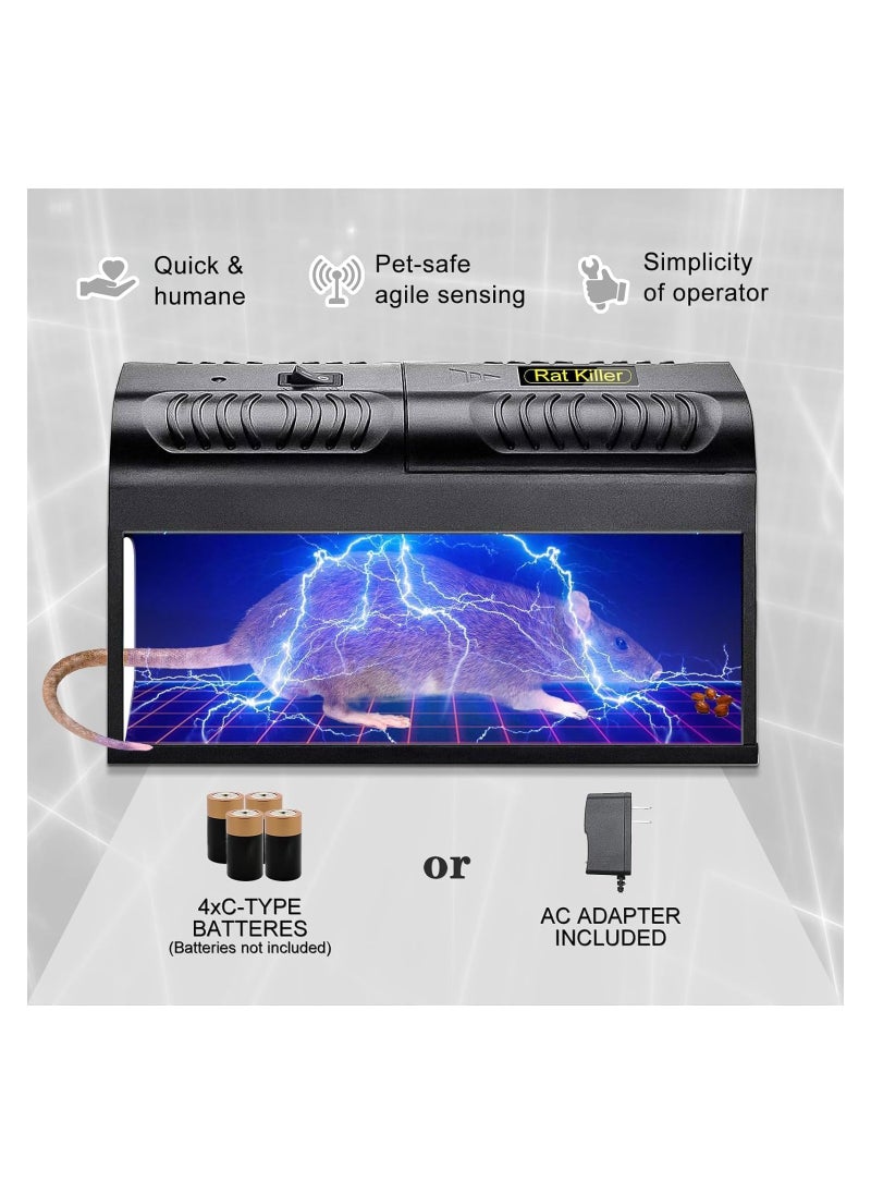 Electric Rat Trap, Mouse Traps Indoor For Homes, Killing The Rat, Instantly Kill Rodent Zapper With Powerful Voltage, Works For Mice Rats Chipmunks Squirrels, Reusable, Smart Led Indicator Light
