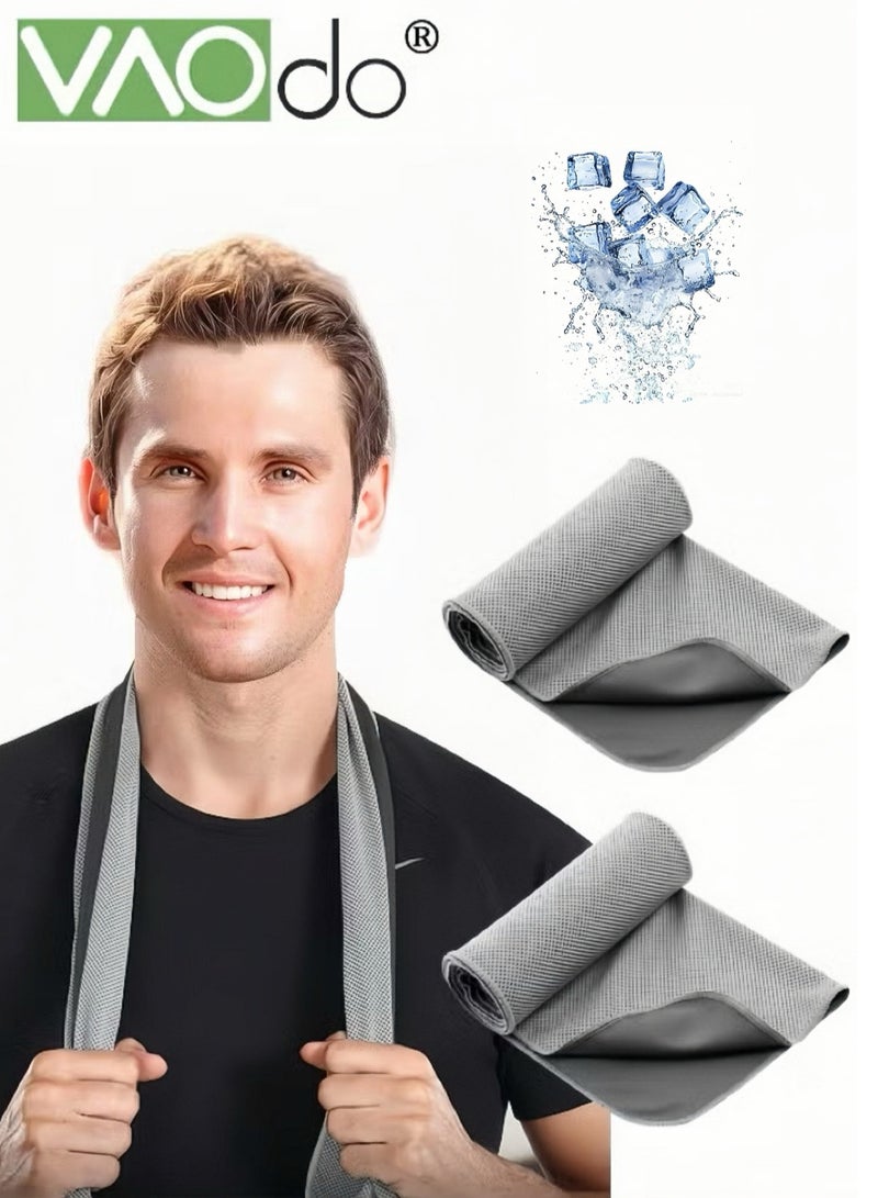 VAOdo 2 Pcs Cooling Towel, Cooling Gym Towel Cool And Dry Towel In Summer, Sport Towel Suitable For Bicycle, Yoga, Running, Fitness Enthusiasts - Image 1