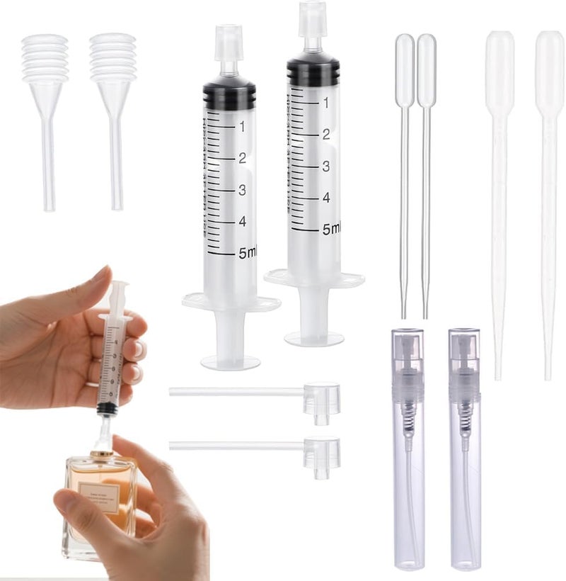 PEOCEFOY 2 Set Perfume Extractor Kitsï¼Œ10 Pcs Dispenser,2 Refill Bottle,Dispenser Pump Transfer Tool for Syringe Extractor Travel Refillable - Image 1