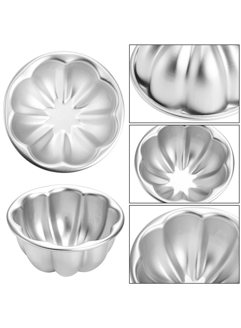 Mmmon 6 Pack Flower Shaped Egg Tart Molds, Aluminum Alloy Pudding and Non-Stick Cake Baking Cups, Reusable Cupcake Muffin Jelly Kitchen Accessories - Image 4