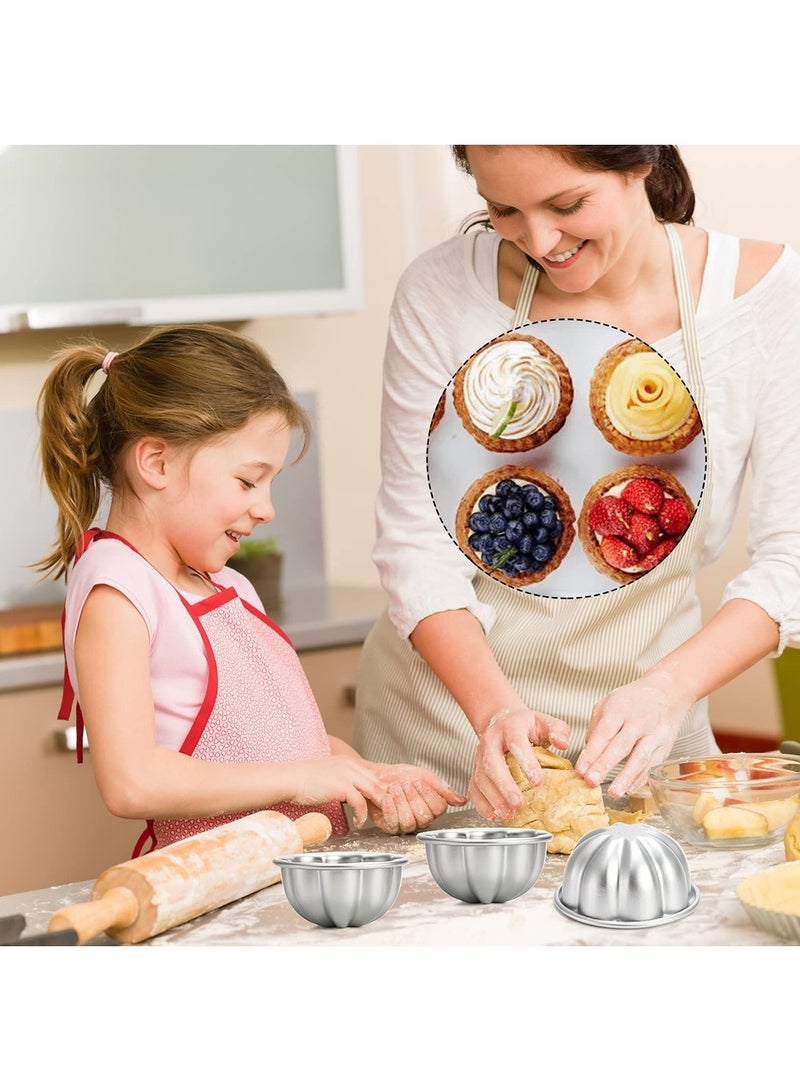 Mmmon 6 Pack Flower Shaped Egg Tart Molds, Aluminum Alloy Pudding and Non-Stick Cake Baking Cups, Reusable Cupcake Muffin Jelly Kitchen Accessories - Image 5