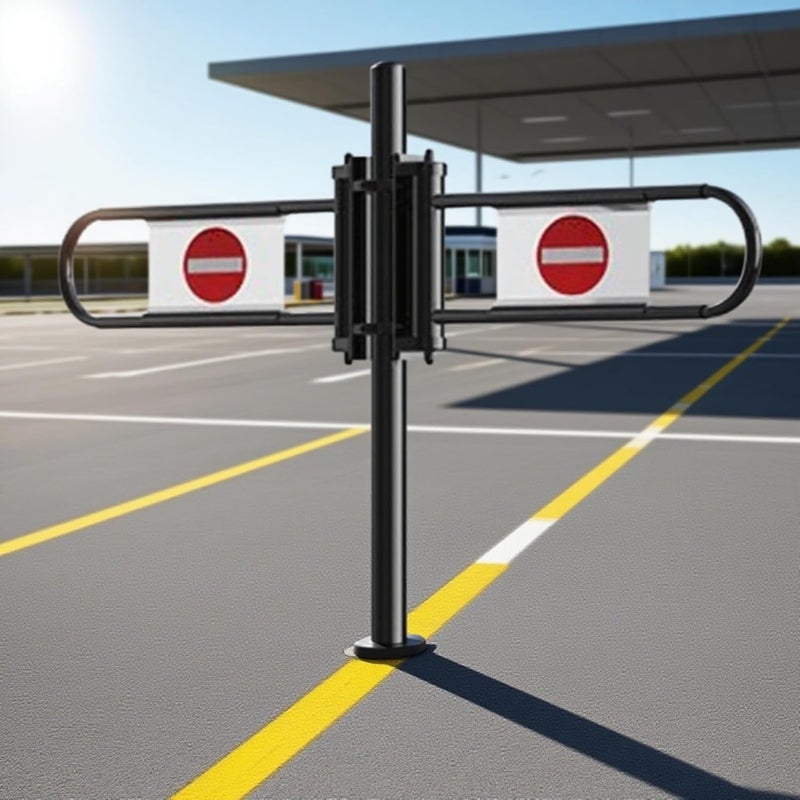 Metal Swing Safety Gate for Supermarket - Spring-Loaded One-Way Import/Export Entrance Automatic Closing Pedestrian Access Door Cashier Counter, Black-55~80CM - Image 4