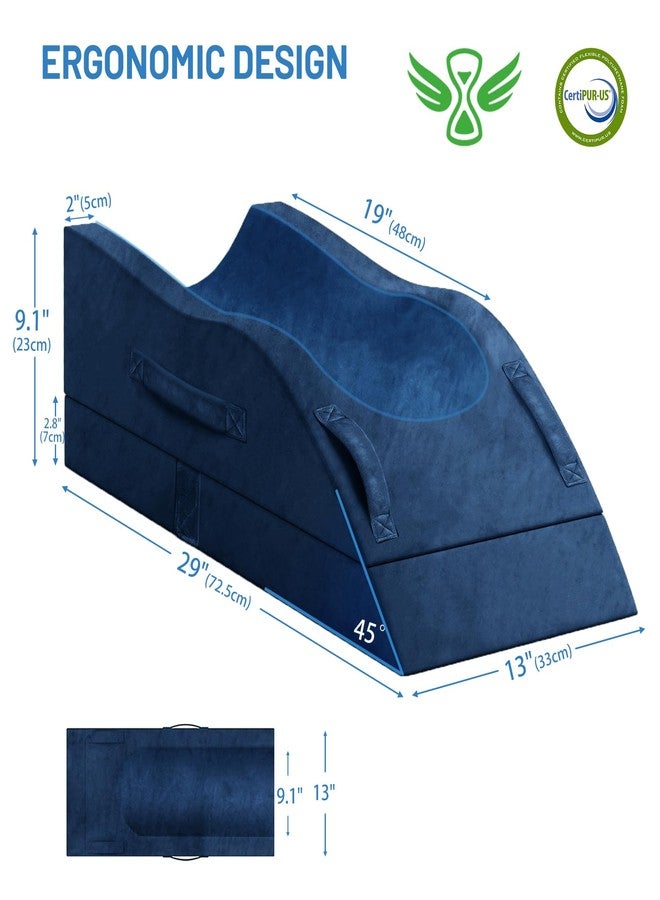 TranquilRelax Leg Elevation Pillows, Wedge Pillow for After Surgery Or Rest, Memory Foam Leg Support Adjustable, Back Knee Hip Ankles Pain Relief, Knee Pillow for Sleeping Blood Circulation Blue - Image 2