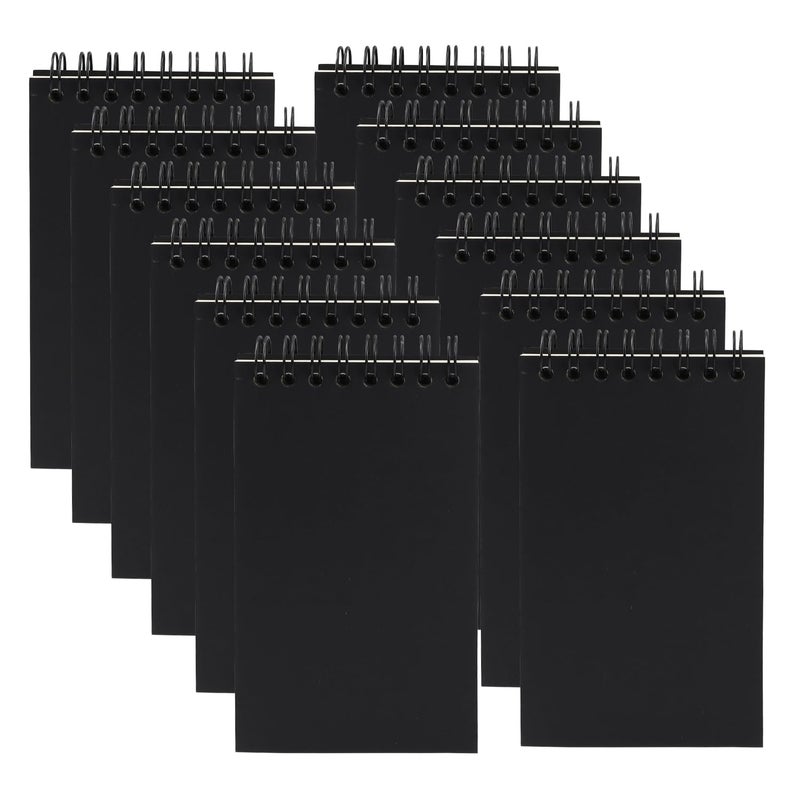 Aacehlh 12 Pack Pocket Notebooks, 3x5 Small Notepads, Mini Spiral Notebooks, 60 Sheets/120 Pages,Lined College Ruled Paper, Memo Pads for Home, Office, School or Travel (Black) - Image 1