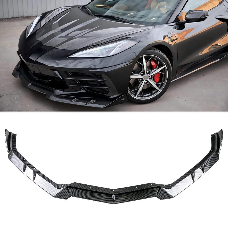 Fancemot Carbon Fiber Front Bumper Lip Compatible with Corvette C8 20202025 Front Splitter Protector Body Kit