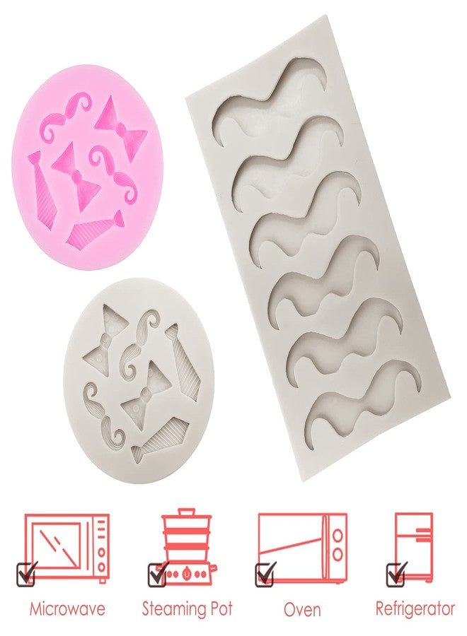 findTop Set of 5, Mini Bow Ties Beard Silicone Mold, findTop Candy Chocolate Fondant Mold, Mini Mustache Tie Bow Cake Beard Fondant Molds (Pink + Gray) - Image 5