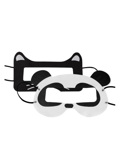 100Pcs Cartoon Disposable VR Eye Mask for Oculus Quest 2 Quest Pro PSVR2, Skin-Friendly, Breathable, Soft, Comfortable, and Hygienic VR Universal Mask (Panda+Black Cat)