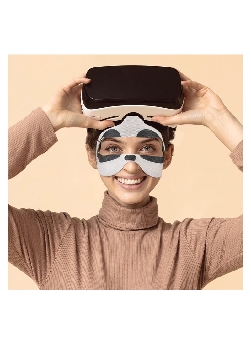 100Pcs Cartoon Disposable VR Eye Mask for Oculus Quest 2 Quest Pro PSVR2, Skin-Friendly, Breathable, Soft, Comfortable, and Hygienic VR Universal Mask (Panda+Black Cat)