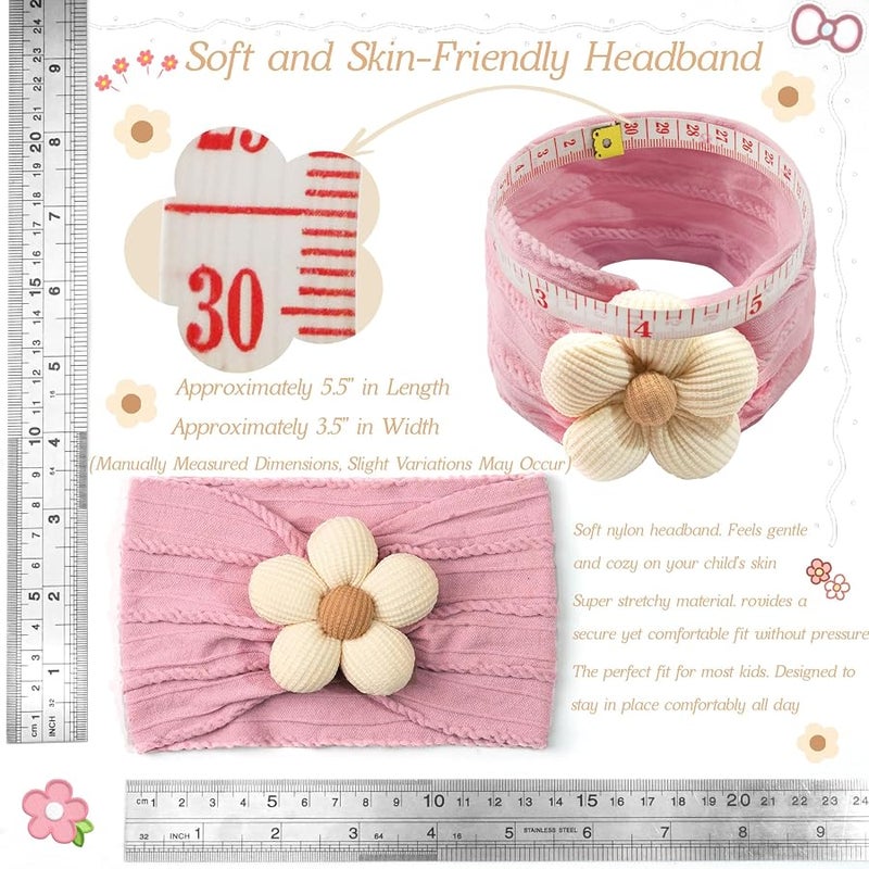 CÉLLOT 5 Pcs Baby Flower Headband, Baby Girls Nylon Headbands Super Stretchy Soft Headbands Baby Girl Accessories for Newborn Infant Toddler and Kids - Image 4