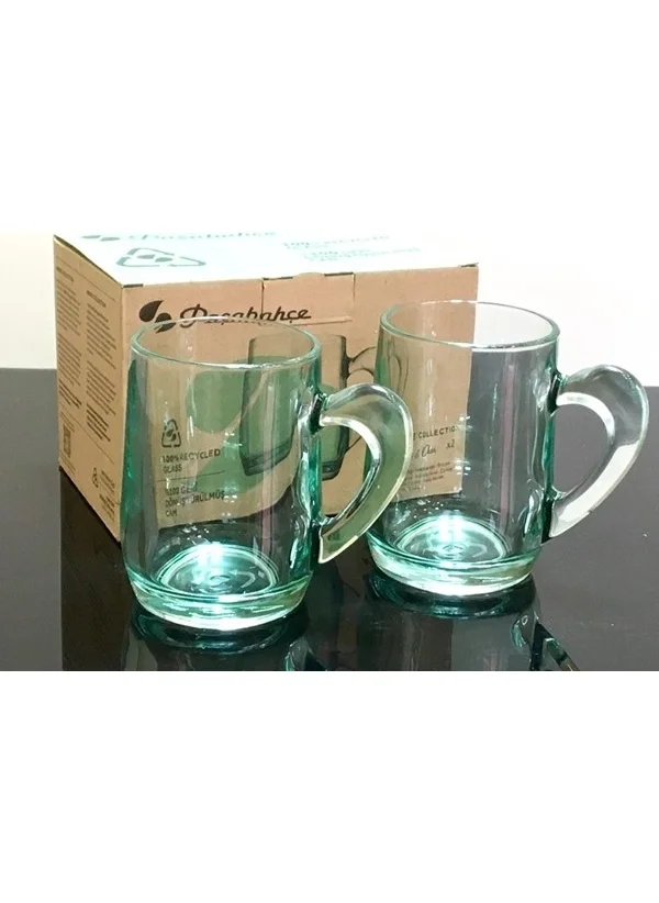 Paşabahçe 55521 Recycled Tea Glass with Handle, Pack of 2