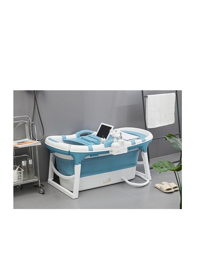 Cool Baby Adult Folding Bathtub Suitable for Small Bathrooms with Soap Basket and Neck Pillow Practical and Portable (Blue) - Image 2