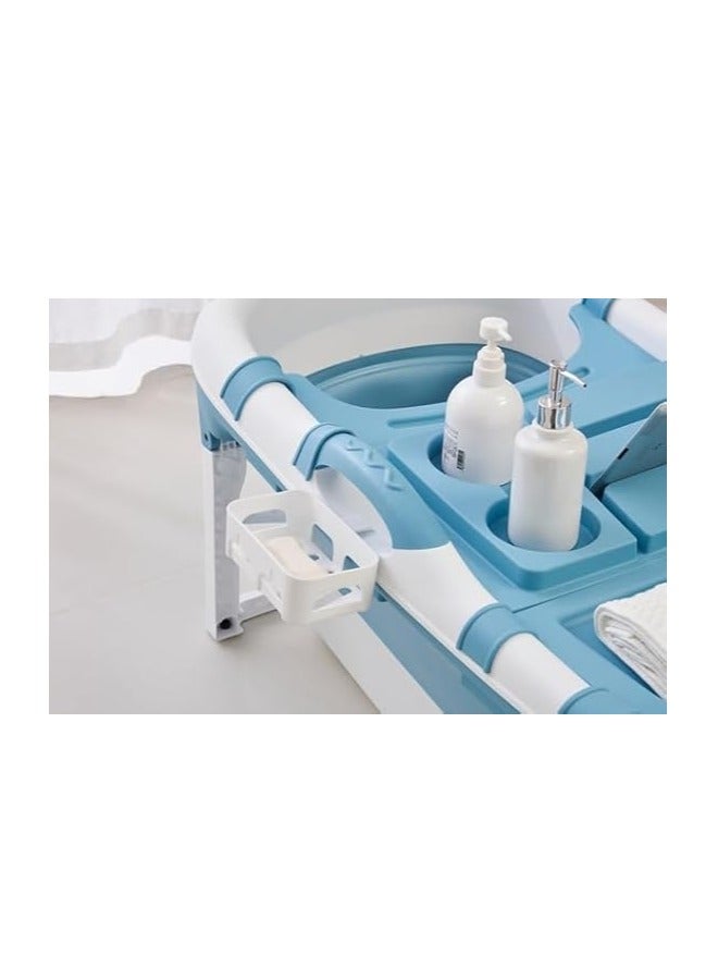 Cool Baby Adult Folding Bathtub Suitable for Small Bathrooms with Soap Basket and Neck Pillow Practical and Portable (Blue) - Image 3