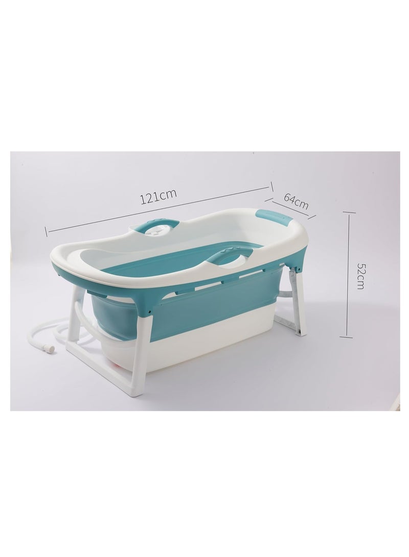 Cool Baby Adult Folding Bathtub Suitable for Small Bathrooms with Soap Basket and Neck Pillow Practical and Portable (Blue) - Image 4