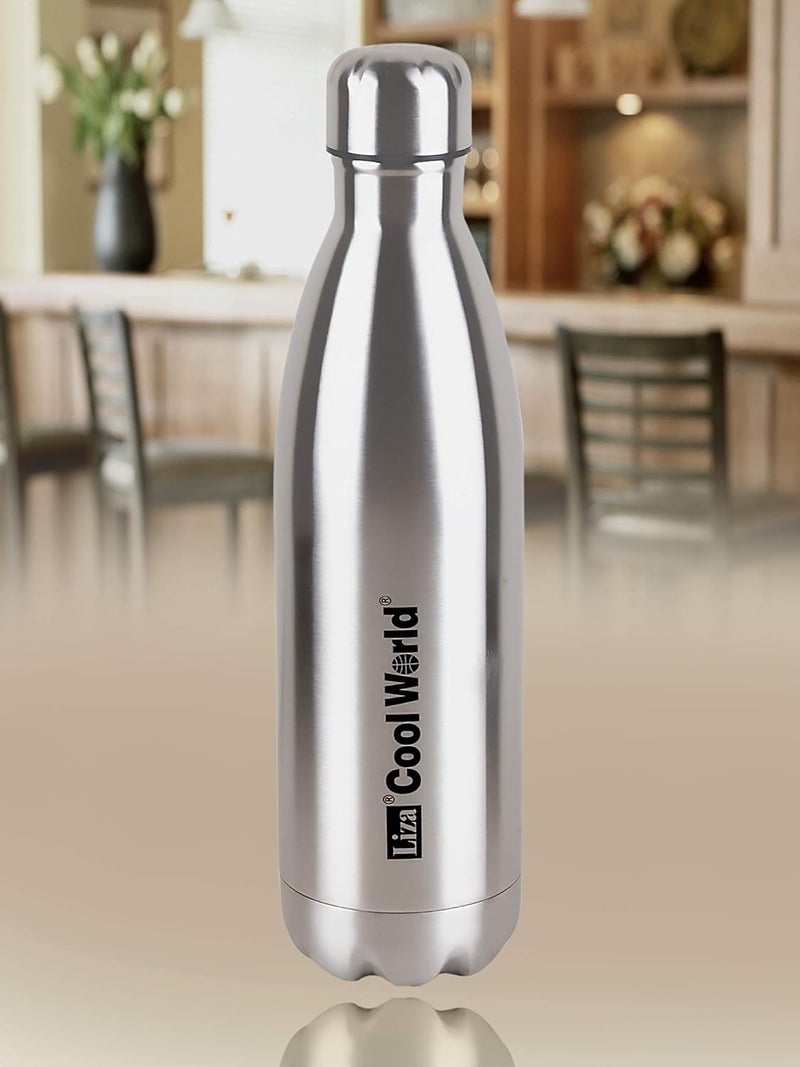 Liza Liza Cool World Vacu Steel 24 Hours Hot and Cold Water Bottle, 750 Ml, Silver - Image 5