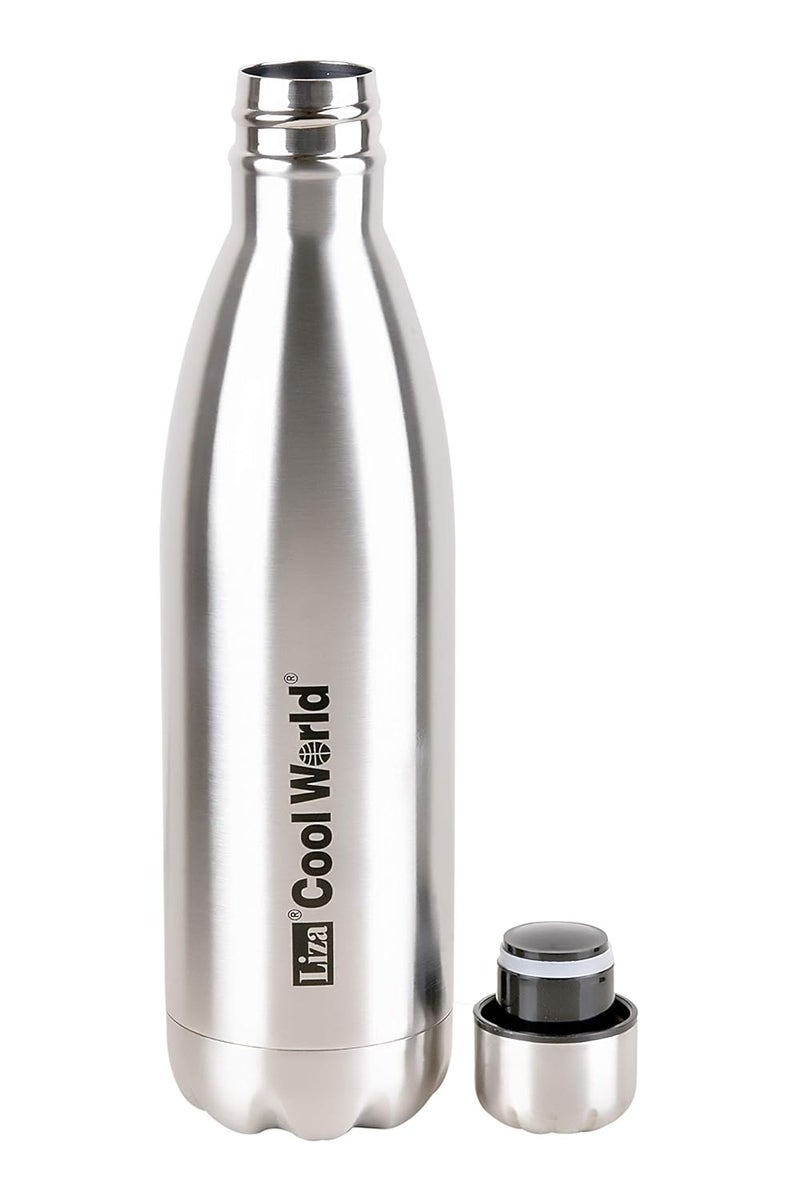 Liza Liza Cool World Vacu Steel 24 Hours Hot and Cold Water Bottle, 750 Ml, Silver - Image 2