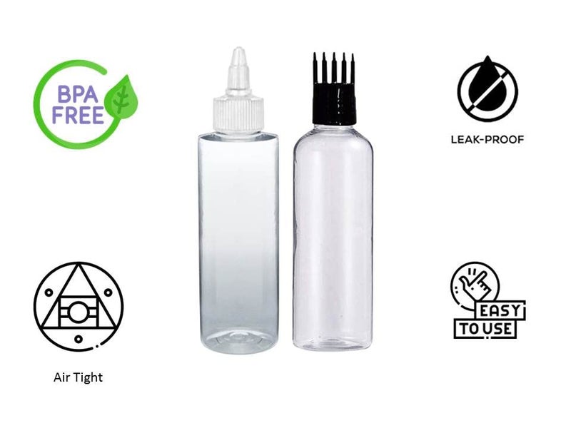 PHARCOS 100ml Twist Top Applicator + Hair Root Applicator Bottle – Refillable Plastic Bottle for Hair Oil, Scalp Treatment, Shampoo, DIY Hair Care, Easy Root Application, Leak-Proof Nozzle (1 Piece) - Image 3