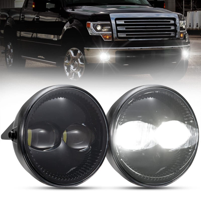 أضواء الضباب LED من BUNKER INDUST f150 متوافقة مع فورد F150 2009 2010 2011 2012 2013 2014 زوج واحد بديل OEM لمصد السيارة الأمامي مجموعة مصابيح الضباب الدائرية 45