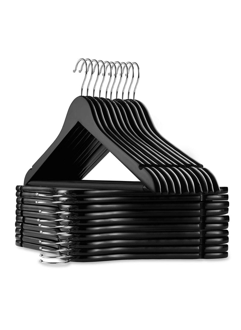 GRACIOUS MART GRACIOUS MART Wooden Suit Hangers Premium Wood with Notches Chrome Swivel Hook for Dress Clothes Coats Jackets Pants Shirts Skirts Hanger Black 8  - Image 1